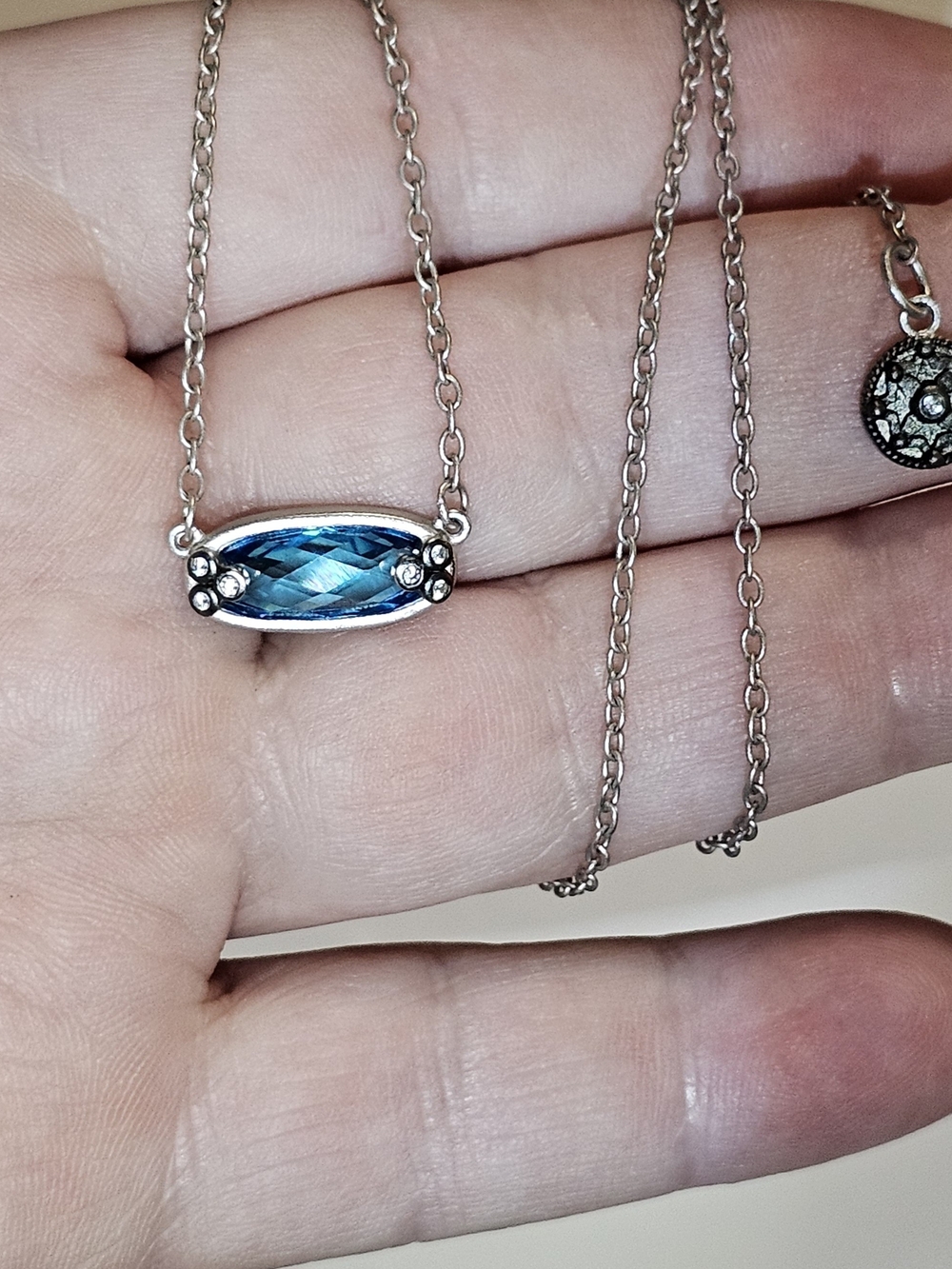 Freida Rothman Radiance Gem Blue Topaz Necklace Matte 925 Silver Signed